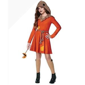 Sam Halloween Costume Dress Hood‎ Rope Belt Patchwork Kids Girls